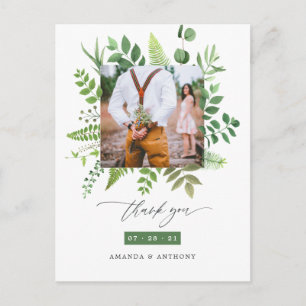 Carte Postale Forêt de bois Végétation Mariage Merci