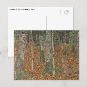 Carte Postale Forêt de bouleau par Gustav Klimt, Art Nouveau Vin