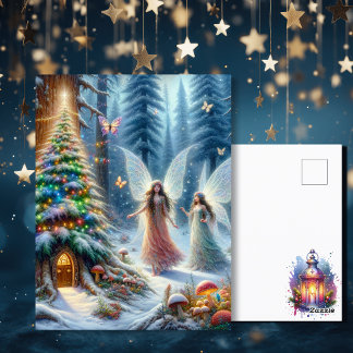 Carte Postale Forêt de Fairytale enchantée Noël personnalisé