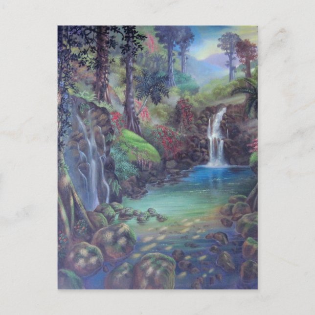 Carte Postale Forêt de pluie Paysage Cascades de la rivière Art (Devant)