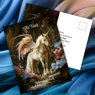 Carte Postale Forêt d'Imaginaires de licorne ailée Encourageant