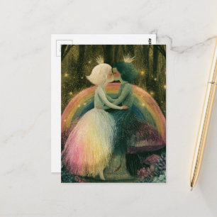 Carte Postale Forêt fantaisiste Romance Conte de Fées Champignon