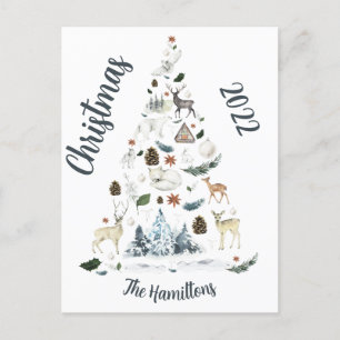 Carte Postale Forêt forestière Arbre de Noël animal