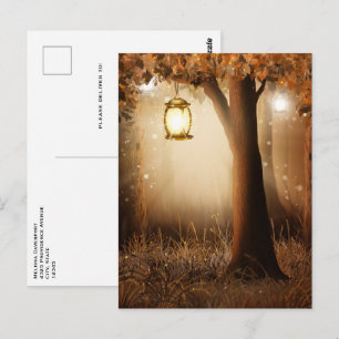 Carte Postale Forêt magique avec lumières des fées