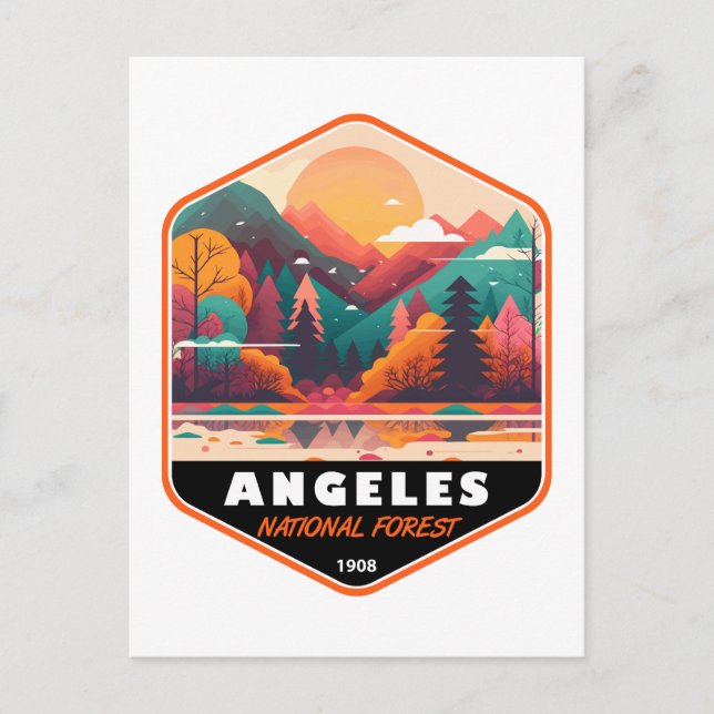 Carte Postale Forêt nationale d'Angeles Californie Emblème vinta (Devant)