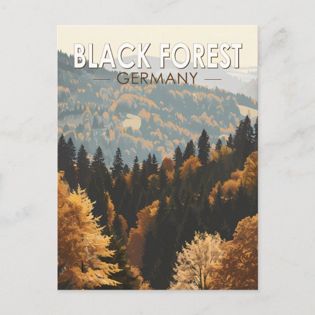 Carte Postale Forêt Noire Allemagne Voyage Art Vintage (Devant)