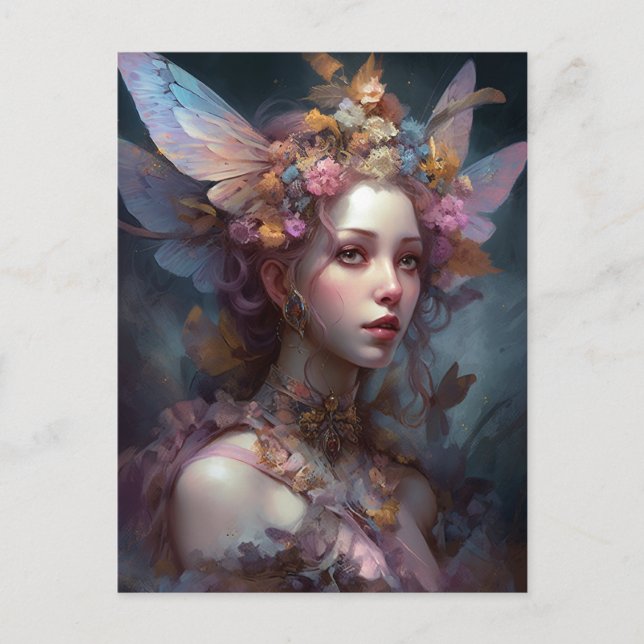 Carte Postale Forêt Nymph Fairy Girl Imaginaire Art (Devant)