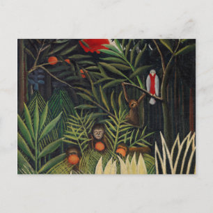 Carte Postale Forêt tropicale avec singes par Henri Rousseau
