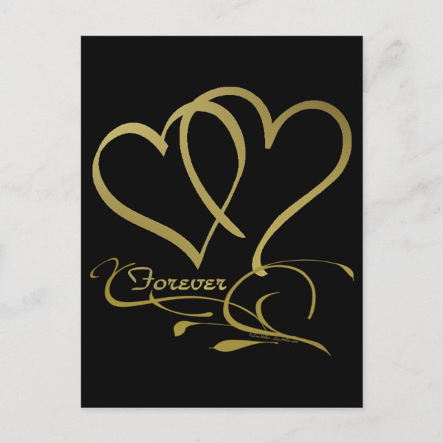Carte Postale Forever Hearts Gold éditable couleurs arrière - pl (Devant)