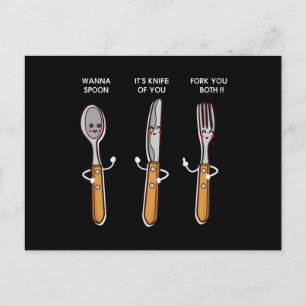Carte Postale Fork Spoon Knife What Color Is My Shirt funny Food