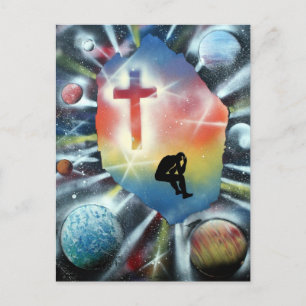 Carte Postale Forlorn Figure Colorée Croix Universe