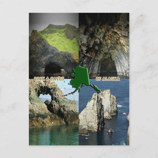 Carte Postale Formations et grottes rocheuses en Alaska Collage (Devant)