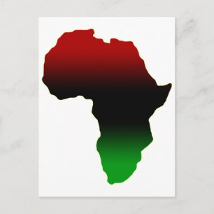 Carte Postale Forme Afrique rouge, noire et verte