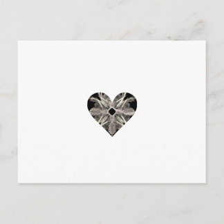 Carte Postale Forme de coeur de l'art fractal noir et blanc