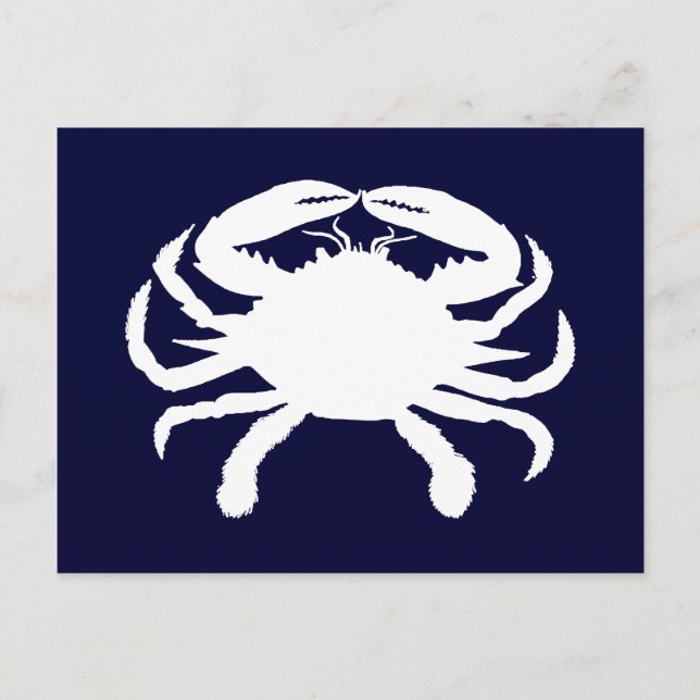 Carte Postale Forme de crabe bleu et blanc (Devant)