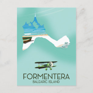 Carte Postale Formentera Balearic island Map Travel poster