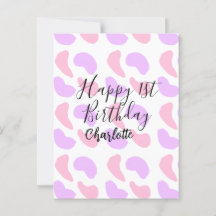 Formes abstraites violettes roses joyeux 1er anniv