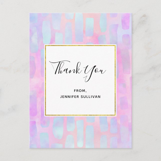 Carte Postale Formes de rectangle violet et bleu sur Merci (Devant)