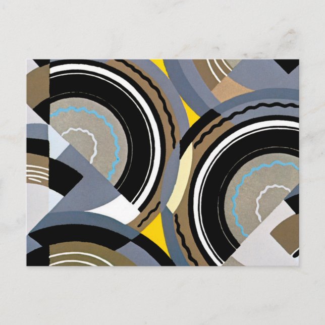 Carte Postale Formes géométriques Art Déco Pochoir Jazz vintage (Devant)