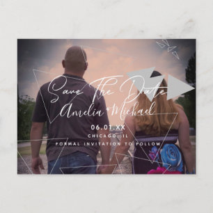 Carte Postale Formes Géométriques Scandi Gris Enregistrer la Dat