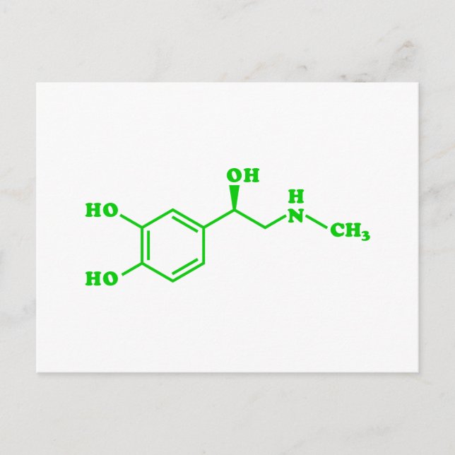 Carte Postale Formule chimique moléculaire d'adrénaline (Devant)