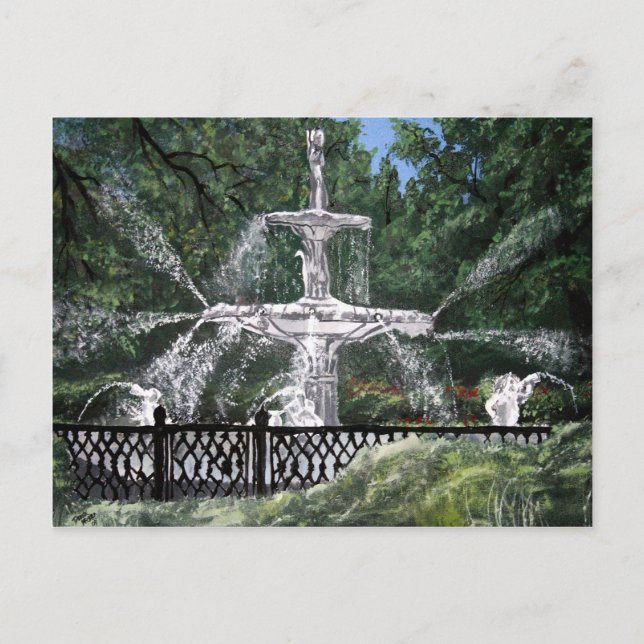 Carte Postale Forsyth Park Fontaine d'eau Savannah Géorgie GA (Devant)