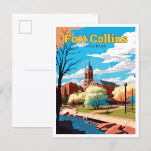 Carte Postale Fort Collins Colorado Illustration Vintage Voyage