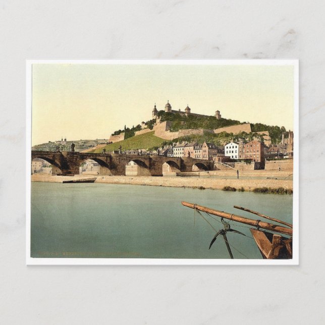 Carte Postale Fort et vieux pont, Wurzburg, Bavière, Allemagne v (Devant)
