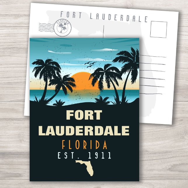 Carte Postale Fort Lauderdale Florida Beach Retro Sunset 60s (Créateur téléchargé)