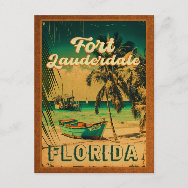 Carte Postale Fort Lauderdale Florida Beach Retro Tropical 60s (Devant)