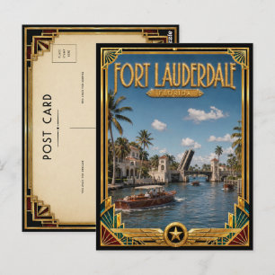 Carte Postale Fort Lauderdale Floride Art Déco Vintage Âge d'Or