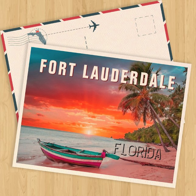 Carte Postale Fort Lauderdale Floride Palm Tree Beach années 195 (Créateur téléchargé)