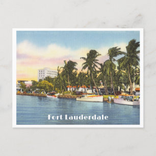 Carte Postale Fort Lauderdale Floride Vue Vintage de la rivière