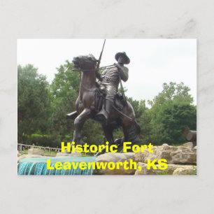 Carte Postale Fort Leavenworth, KS- Soldat Buffalo Mon
