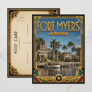 Carte Postale Fort Myers Floride Art Déco Vintage Âge d'Or