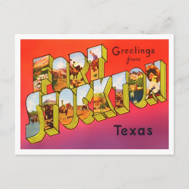 Carte Postale Fort Stockton, Texas Vintage Big Letters (Devant)