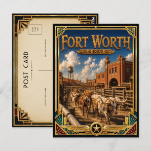 Carte Postale Fort Worth Texas Art Déco Vintage Âge d'Or