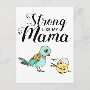 Carte Postale Forte Comme Ma Maman   Mère drôle & Bébé Oiseaux