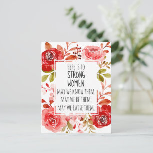 Carte Postale Forte femme rose rouge Rose