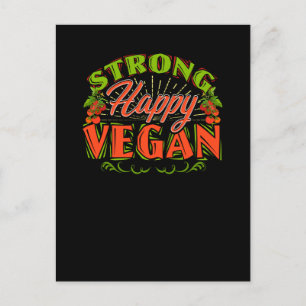 Carte Postale Forte Happy Vegan Vegetarian Based Diet Lifestyle