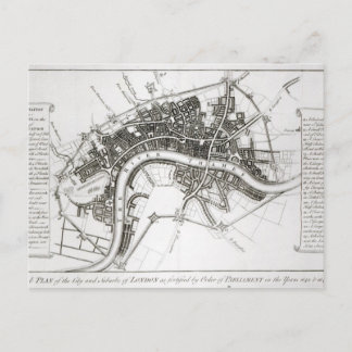 Carte Postale Fortifications de Londres en 1642 et 1643, 1738