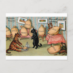 Carte Postale Fortune Telling Money par Louis Wain