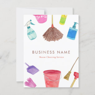 Carte Postale Fournitures de nettoyage de maison aquarelle color