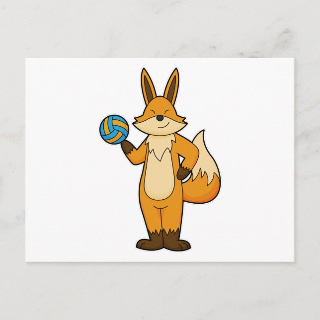 Carte Postale Fox comme joueur de volleyball avec volleyball (Devant)