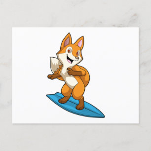 Carte Postale Fox comme surfer avec Surfer
