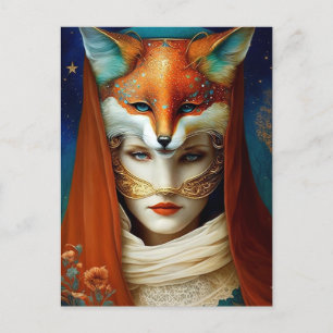 Carte Postale Fox Femme Surreal Imaginaire Art