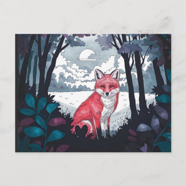Carte postale Fox in Forest Clearing (Devant)