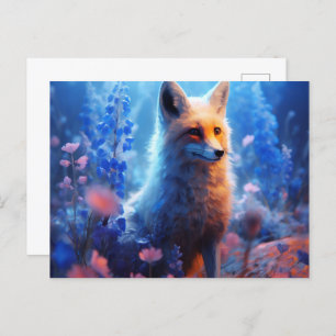 Carte Postale fox lumière bleue