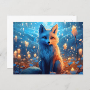 Carte Postale fox lumière bleue