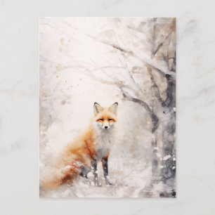 Carte postale Fox neige hivernale